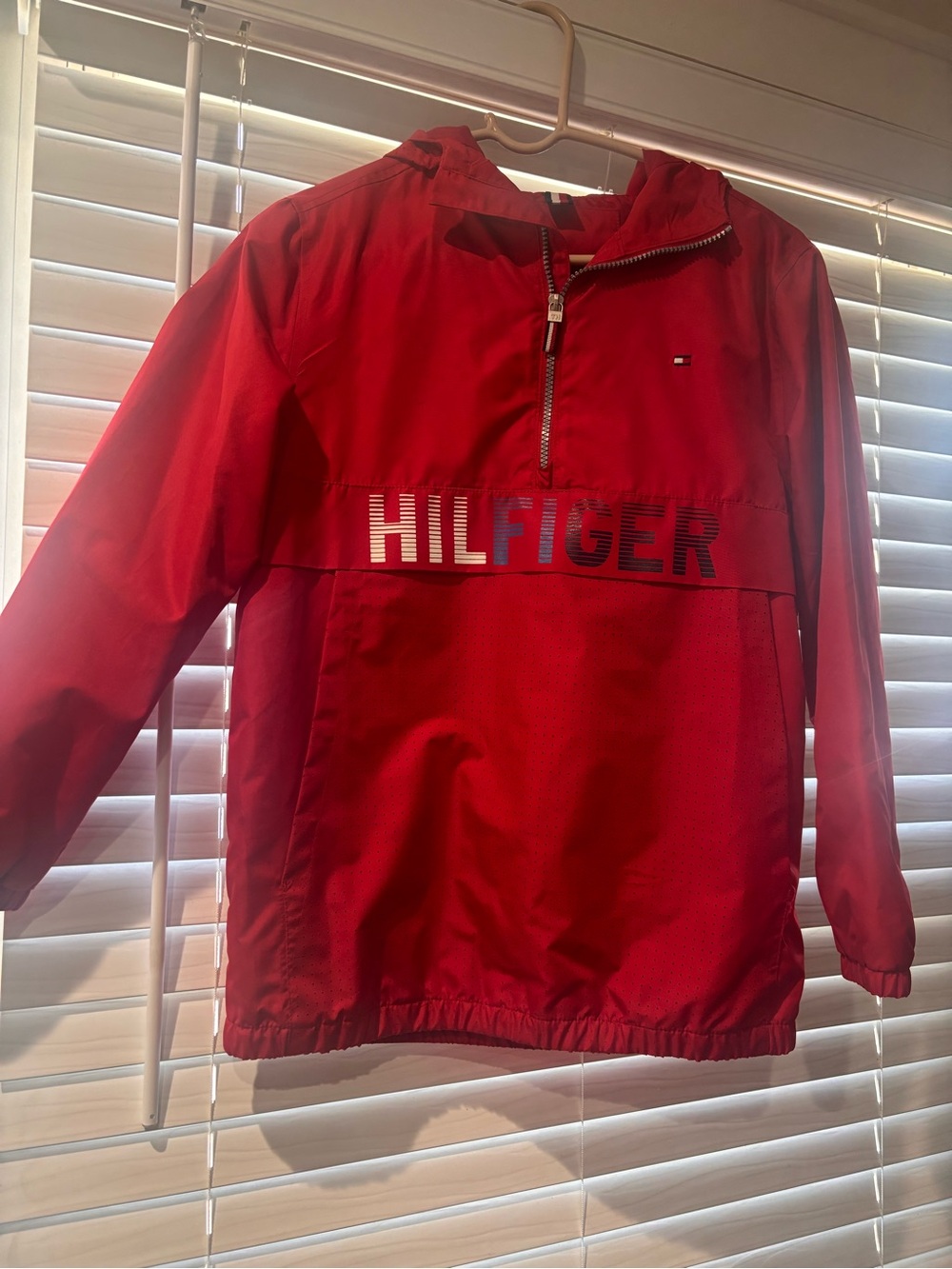 Tommy Hilfiger Kids' Red Hooded Pullover Rain Jacket